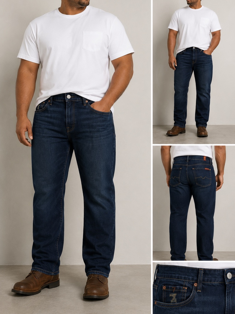 7 For All Mankind Standard Straight Leg Dark Wash Button Fly Jeans